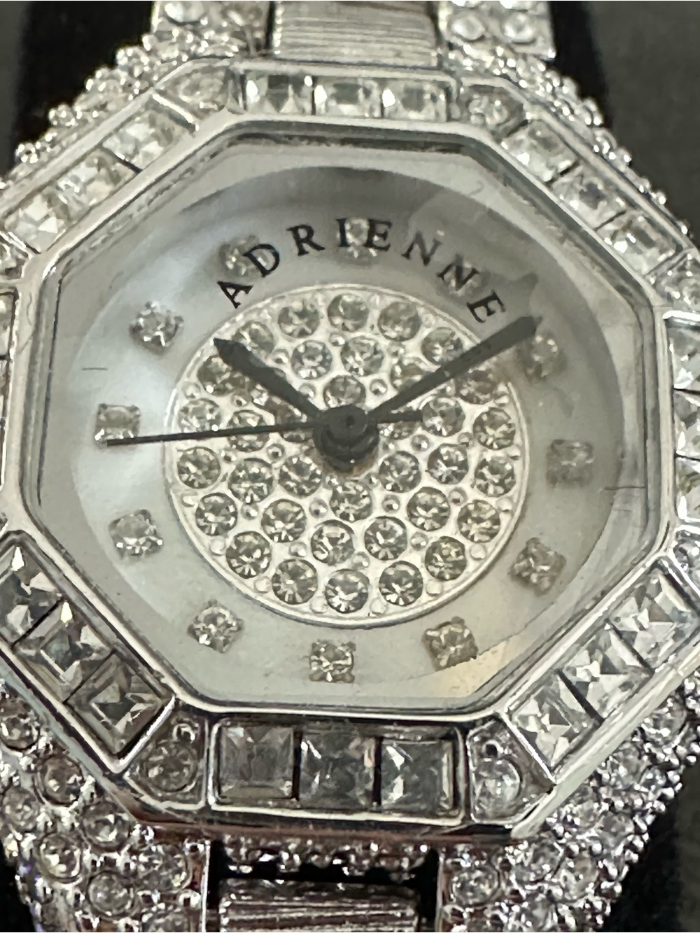 Adrienne VITTADINI Limited Edition Silver Crystal Pavé Octagon Bracelet Watch - Picture 2 of 7